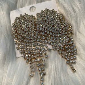 Gold Rhinestone Statement Earrings